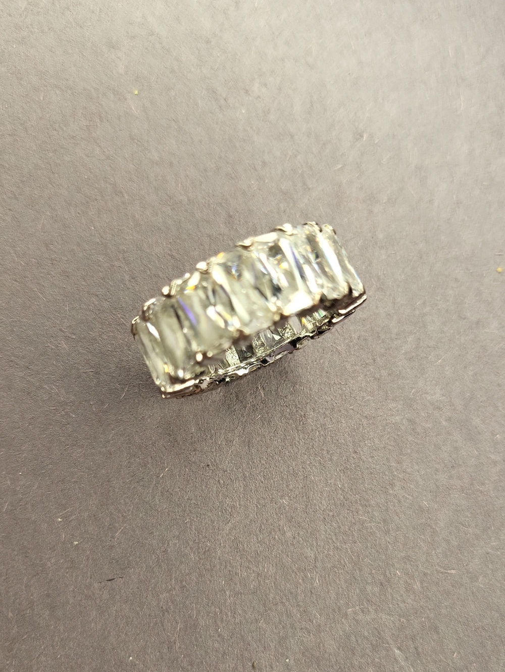 Crystal Eternity Band Ring in Clear Silver